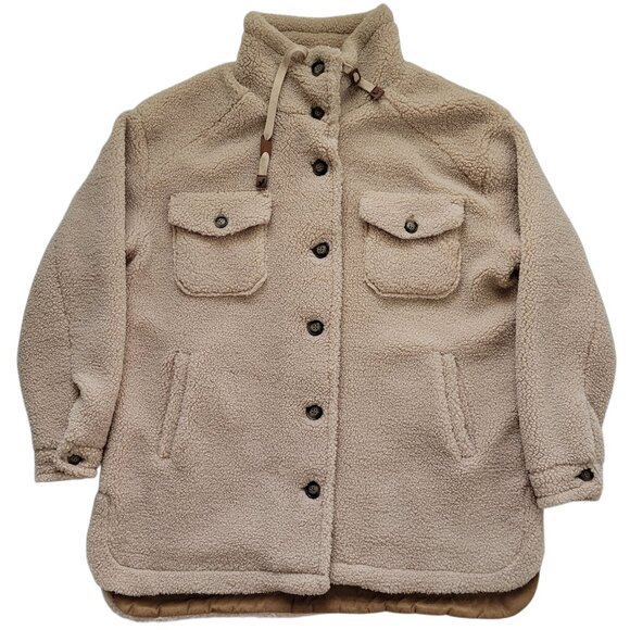 Koolaburra by UGG Sherpa Teddy Womens Button Front Jacket Shacket Size L Beige - Picture 1 of 13